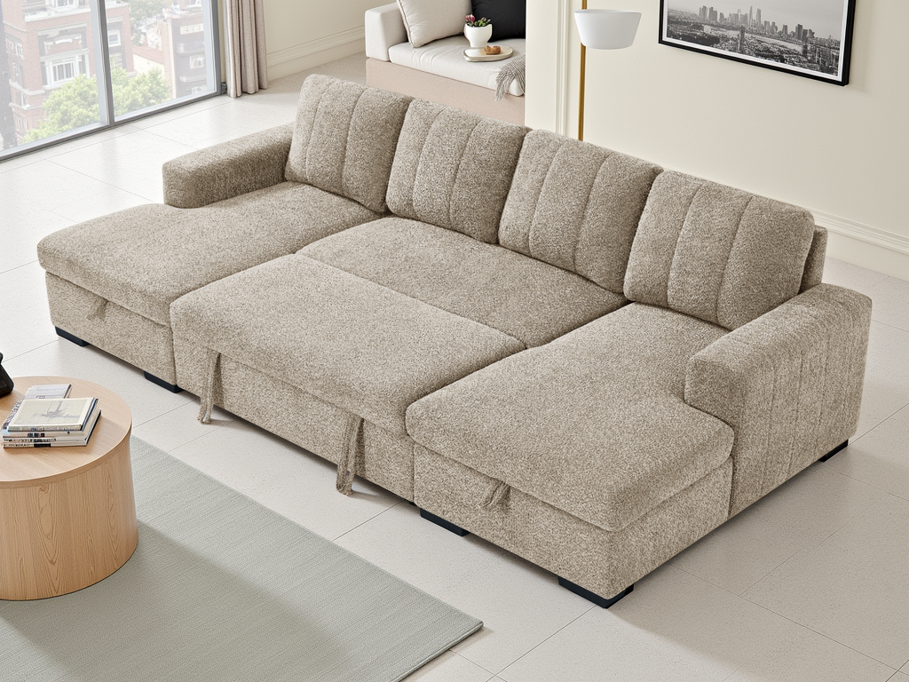 Como Sofabed Beige U Shape Corner - Image 2